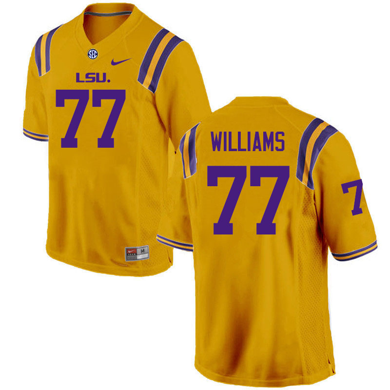 Men #77 Ory Williams LSU Tigers College Football Jerseys Stitched-Gold